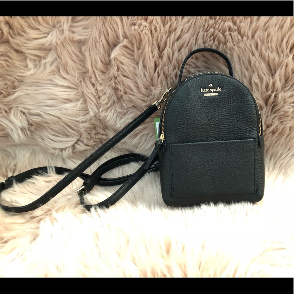 Kate Spade small black leather backpack